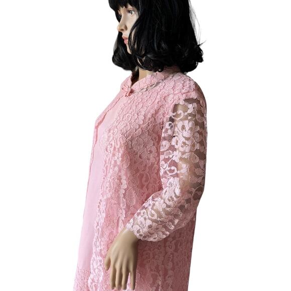 50-60's Vintage Pink dress with matching Lace coat Ladies dress size medium - Picture 10 of 17